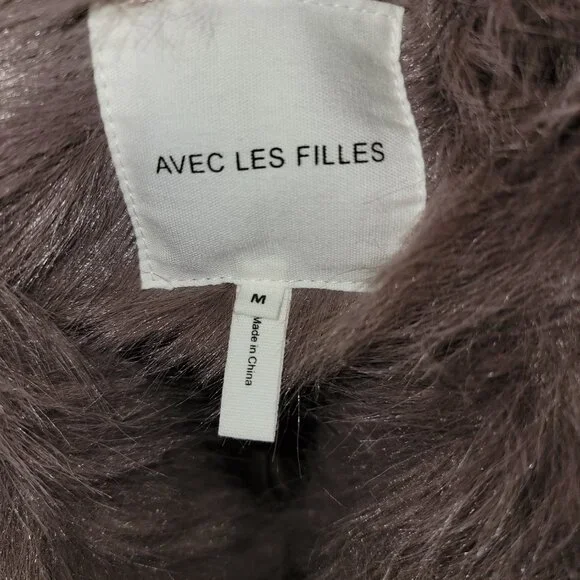 Avec Les Filles Faux Fur Vest, Portobello, Size Medium, Oversized - Picture 4 of 8